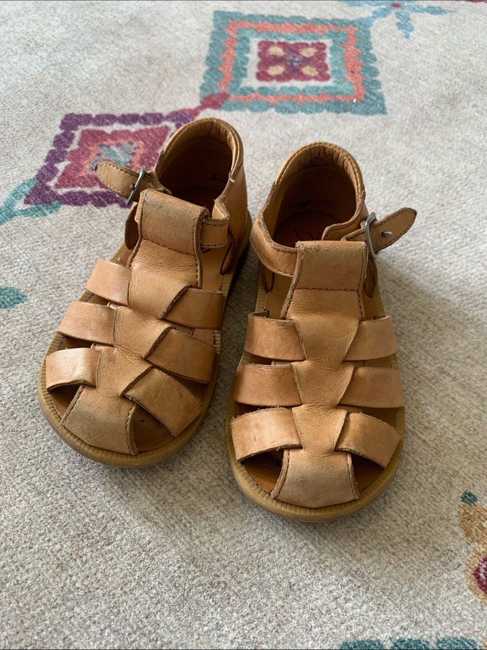 Pom D'Api Tan Leather Fisherman Sandals - Kids